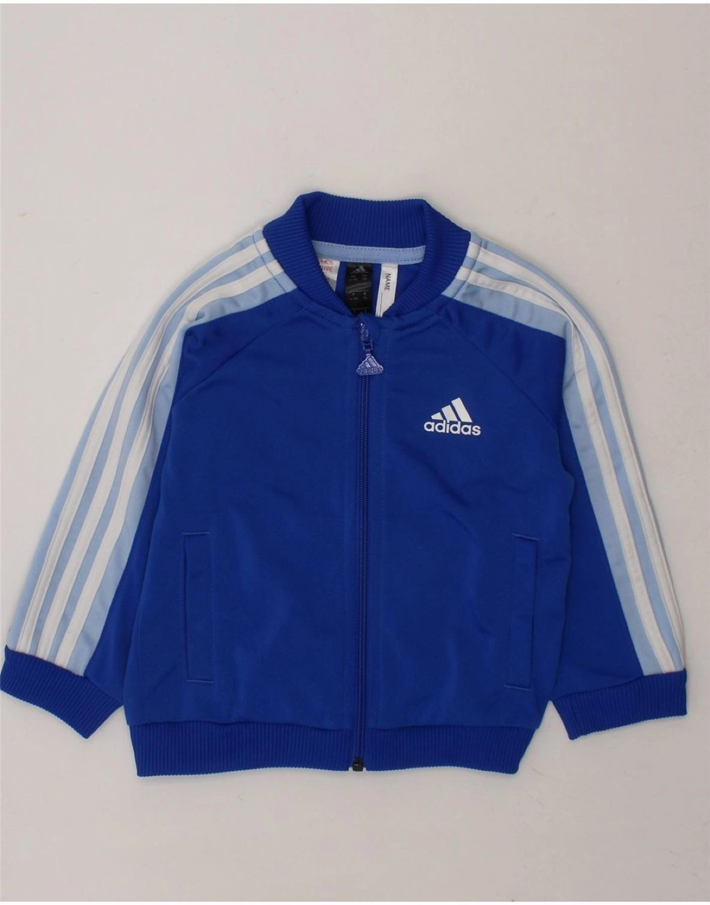 ADIDAS Baby Boys Tracksuit Top Jacket 6-9 Months Blue Polyester Slim Silhouette Valentine's look