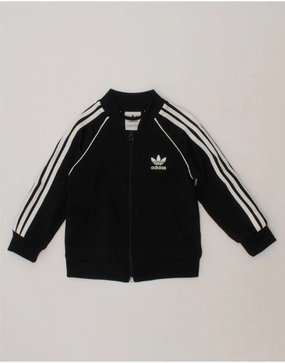 ADIDAS Baby Boys Tracksuit Top Jacket 9-12 Months Black Polyester Elderly suitable for advertising campaigns