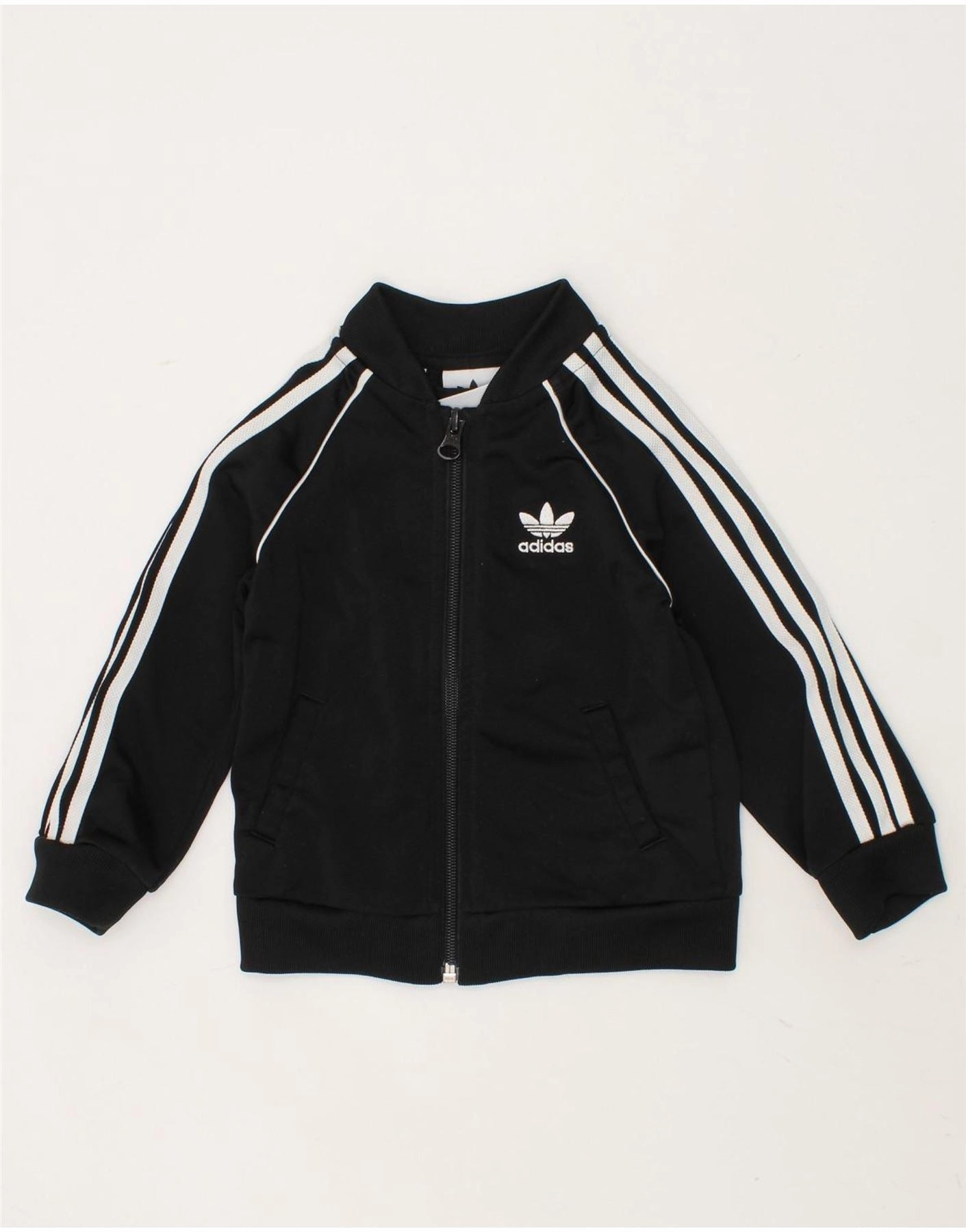 ADIDAS Baby Boys Tracksuit Top Jacket 9-12 Months Black Polyester Core Fit MoistureWicking