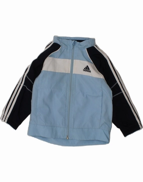 ADIDAS Baby Boys Tracksuit Top Jacket 9-12 Months Blue Colourblock Convertible Features Thermal Reflective Lining