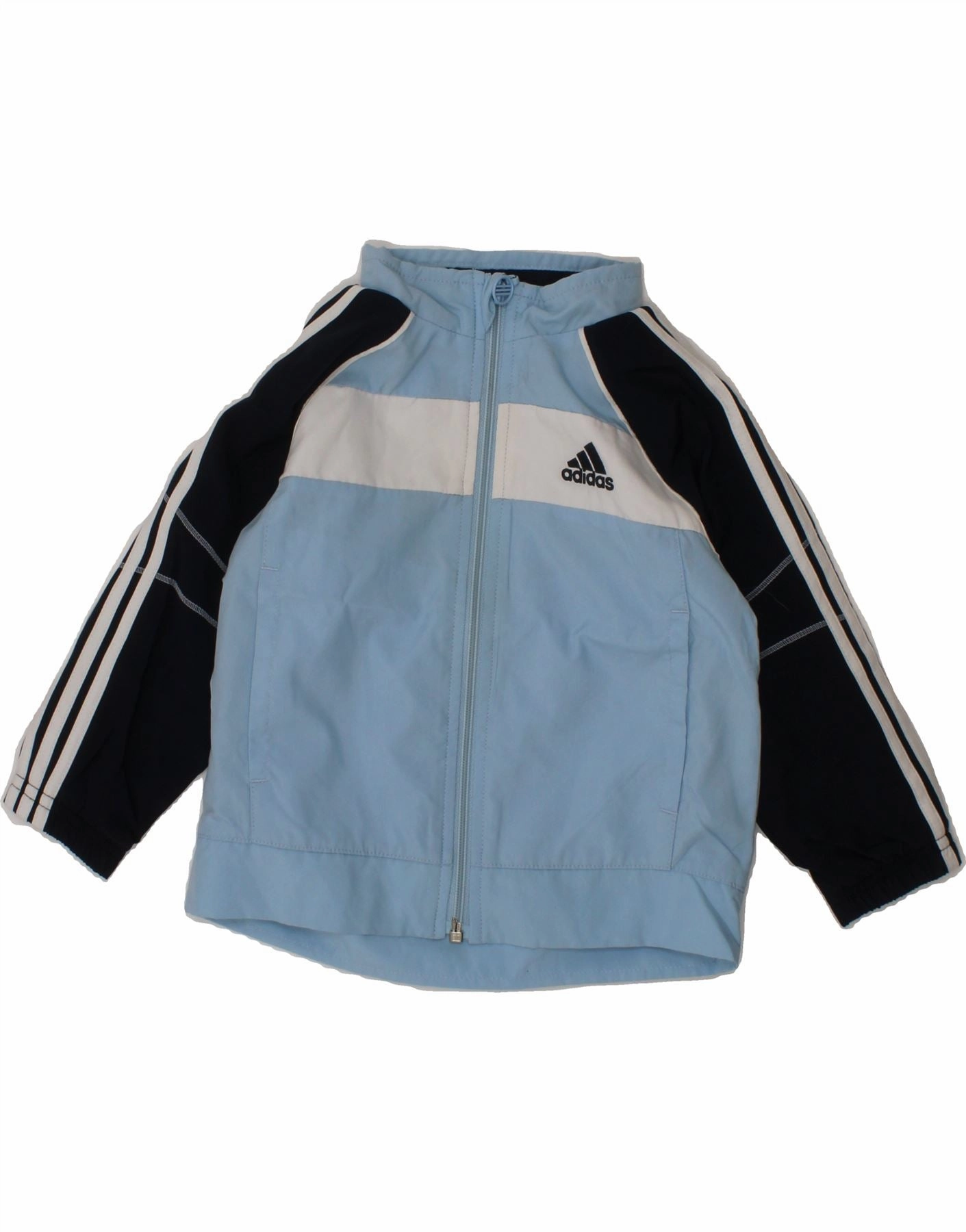 ADIDAS Baby Boys Tracksuit Top Jacket 9-12 Months Blue Colourblock Convertible Features Thermal Reflective Lining