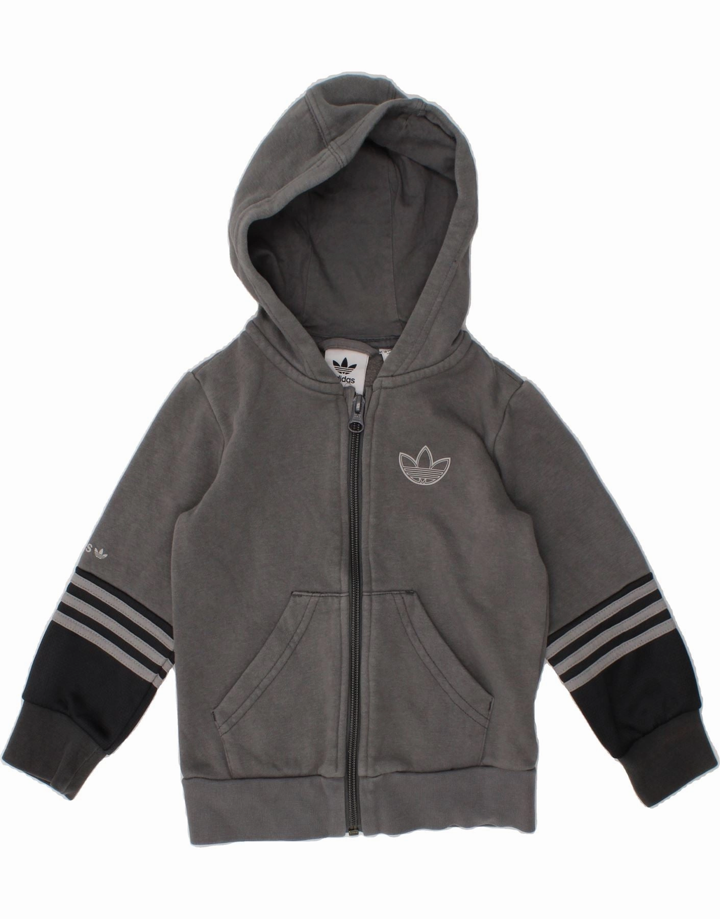 Durable Weave Travel Light ADIDAS Baby Boys Zip Hoodie Sweater 18-24 Months Grey Colourblock Cotton