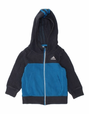 Daily Warmth ADIDAS Baby Boys Zip Hoodie Sweater 18-24 Months Navy Blue Colourblock
