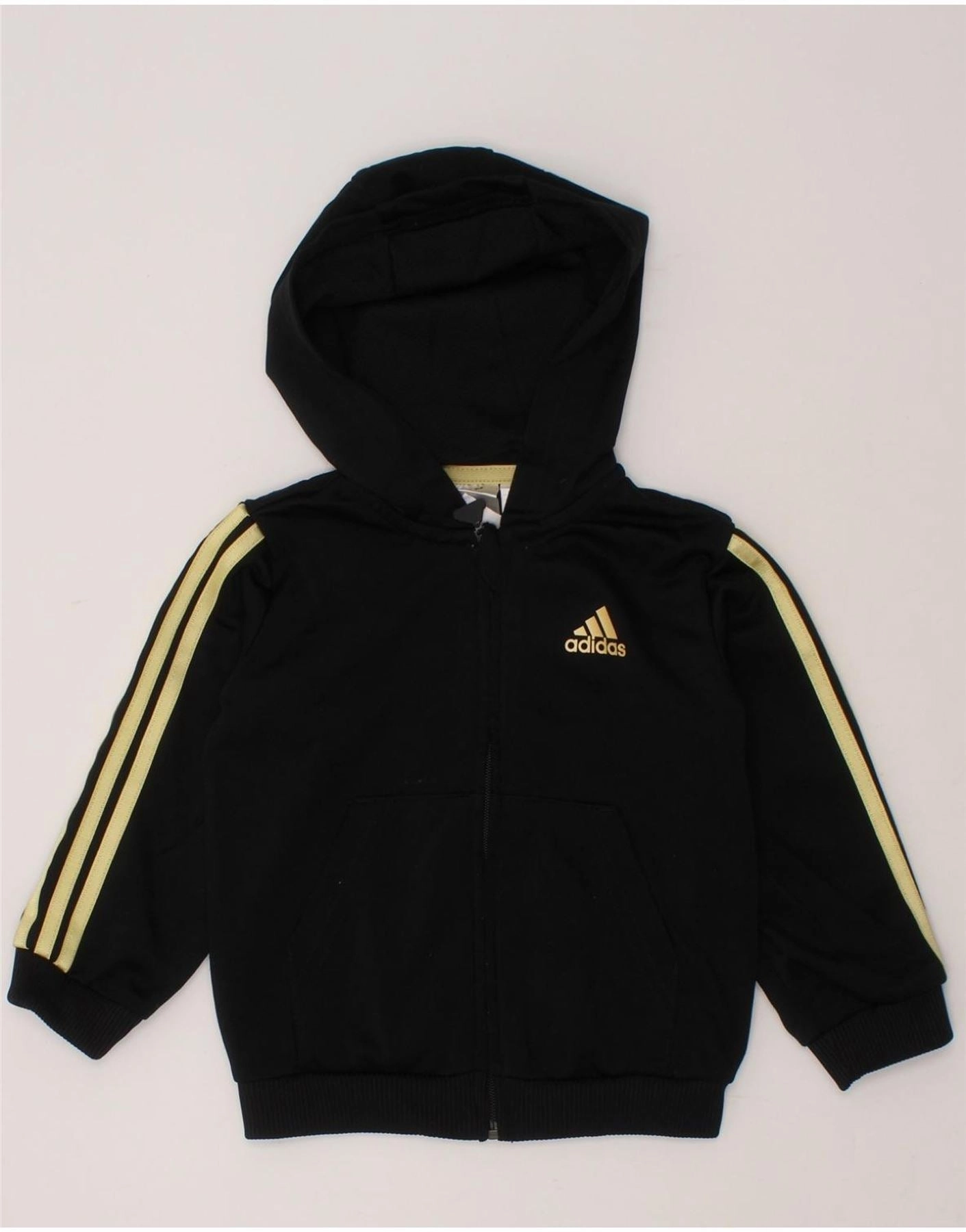 ADIDAS Baby Boys Zip Hoodie Sweater 9-12 Months Black Polyester EcoCertified Wool Blend Breathable mesh lining
