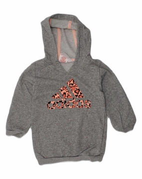 Airflow Channel Weave ADIDAS Baby Girls Graphic Hoodie Jumper 12-18 Months Grey Cotton
