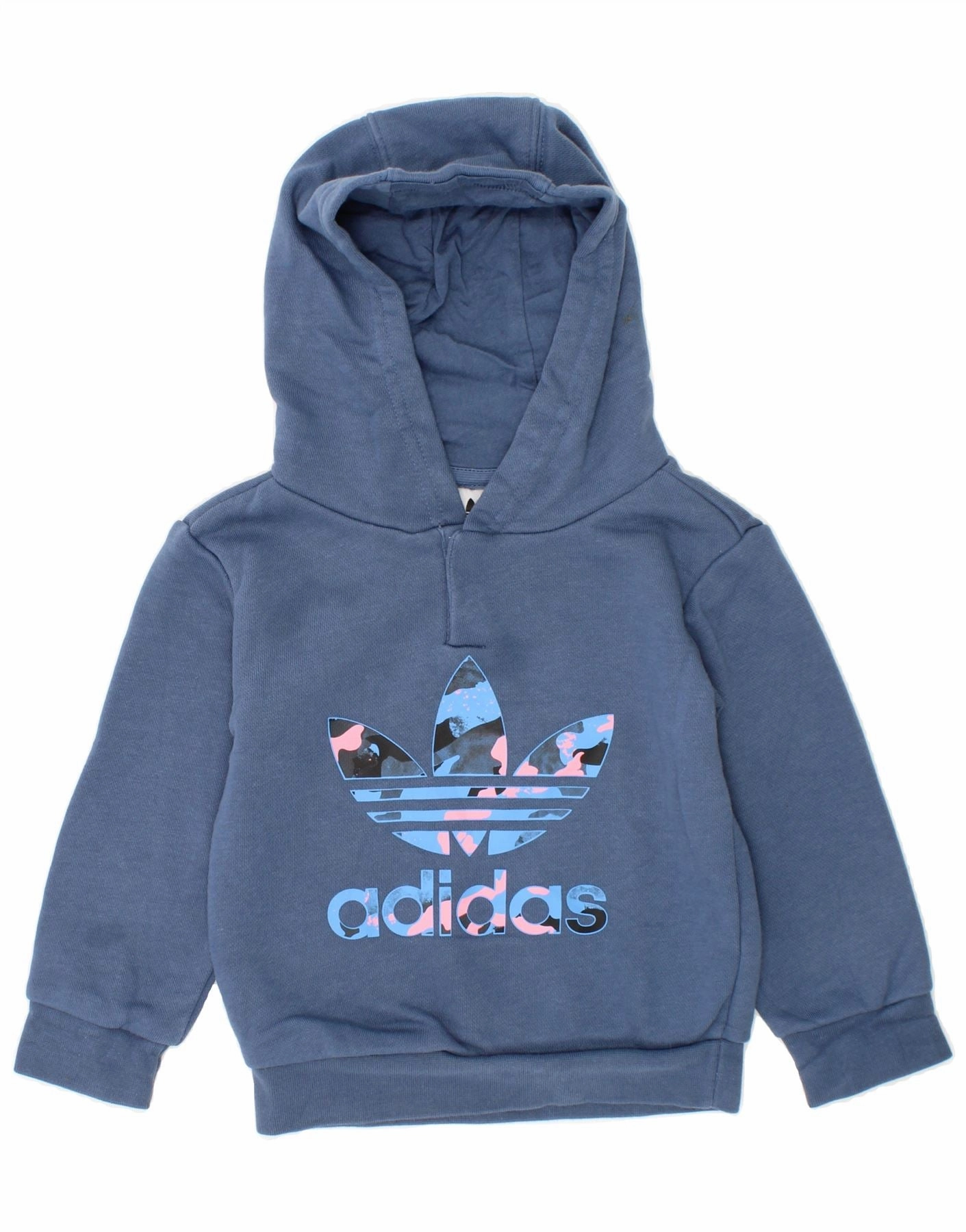 Weekend Ready Lounge Vibe ADIDAS Baby Girls Graphic Hoodie Jumper 9-12 Months Blue Cotton