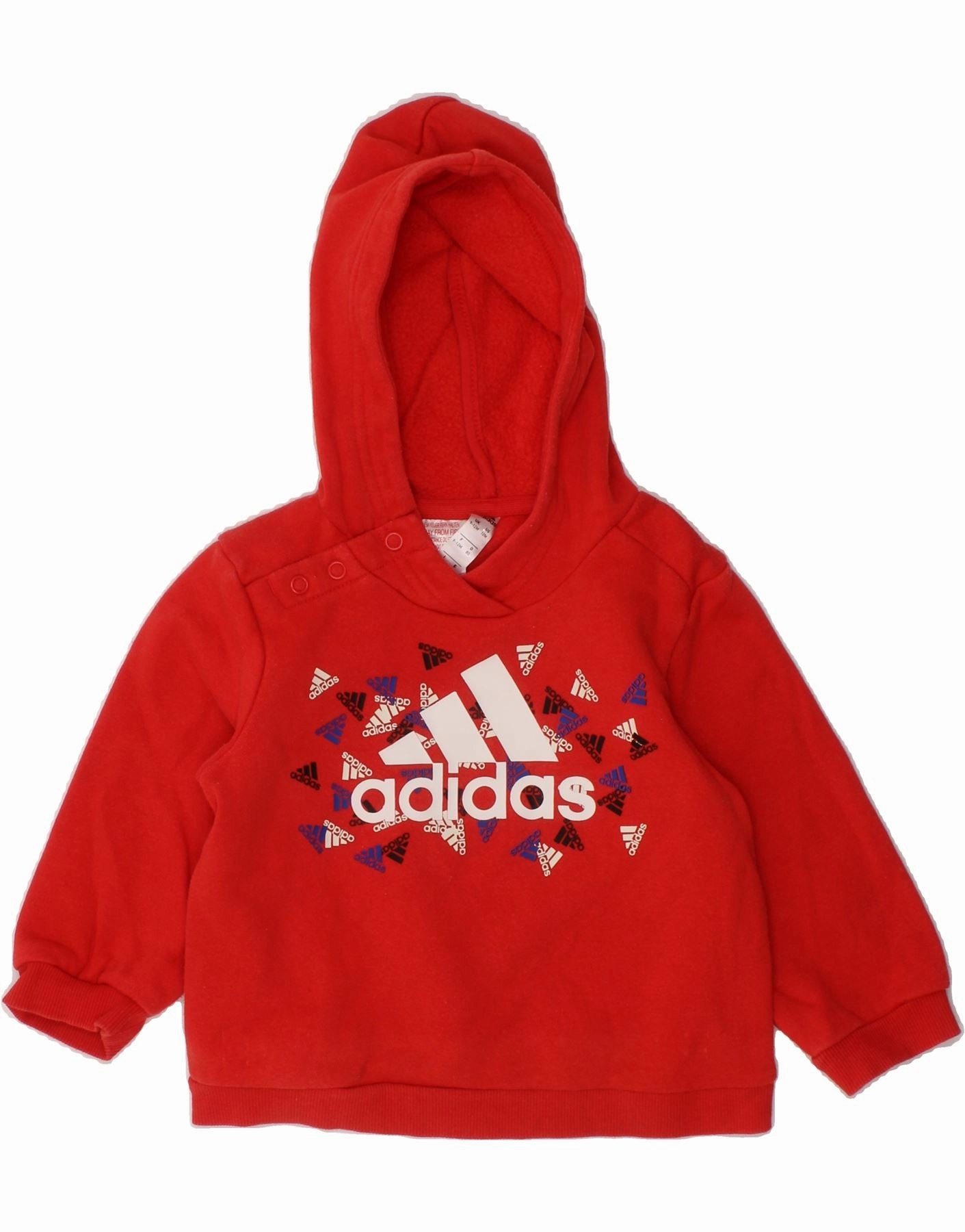 Plush Inner Lining ADIDAS Baby Girls Graphic Hoodie Jumper 9-12 Months Red Cotton