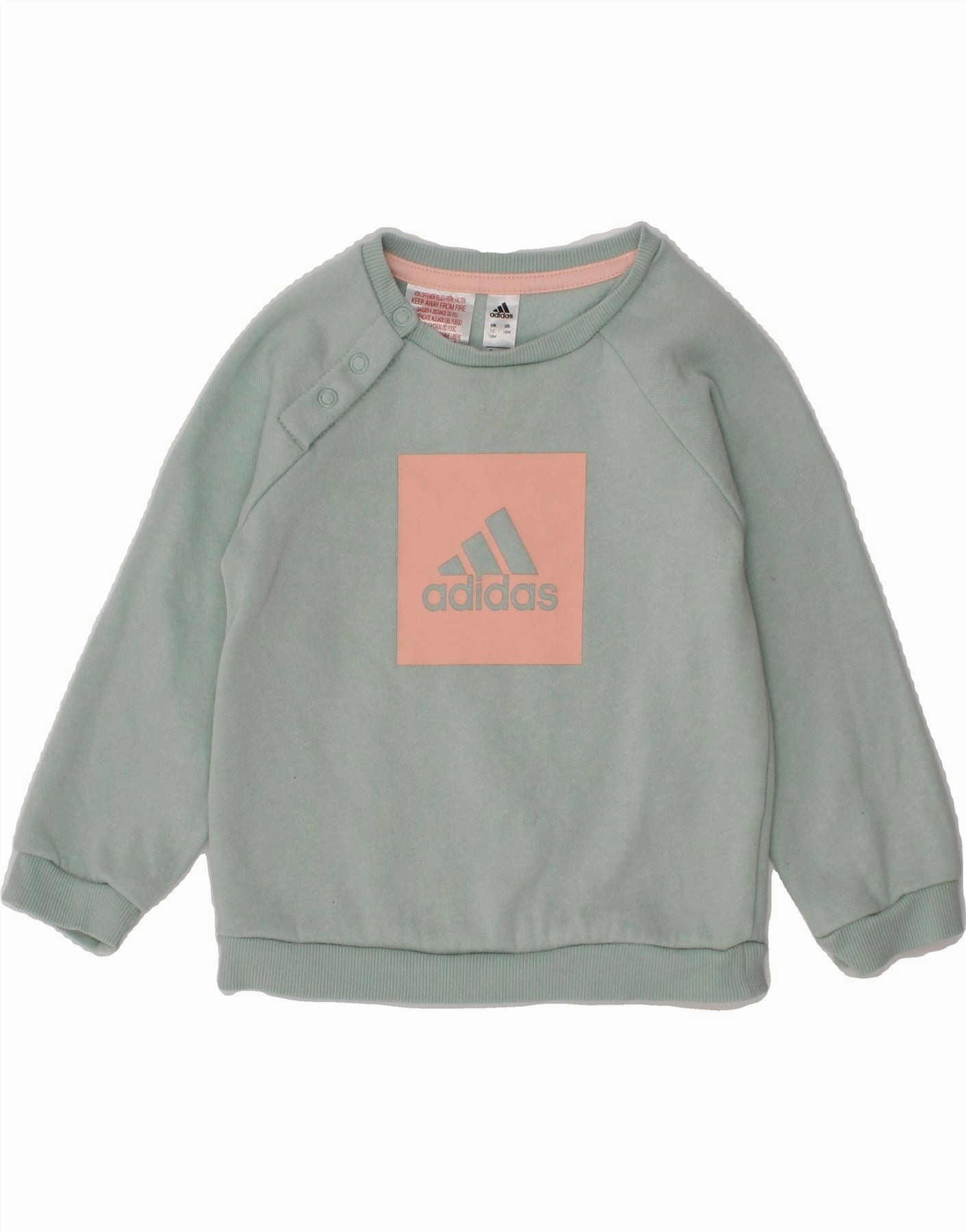 Daily Comfort High Thread Count ADIDAS Baby Girls Graphic Sweatshirt Jumper 12-18 Months Green Cotton