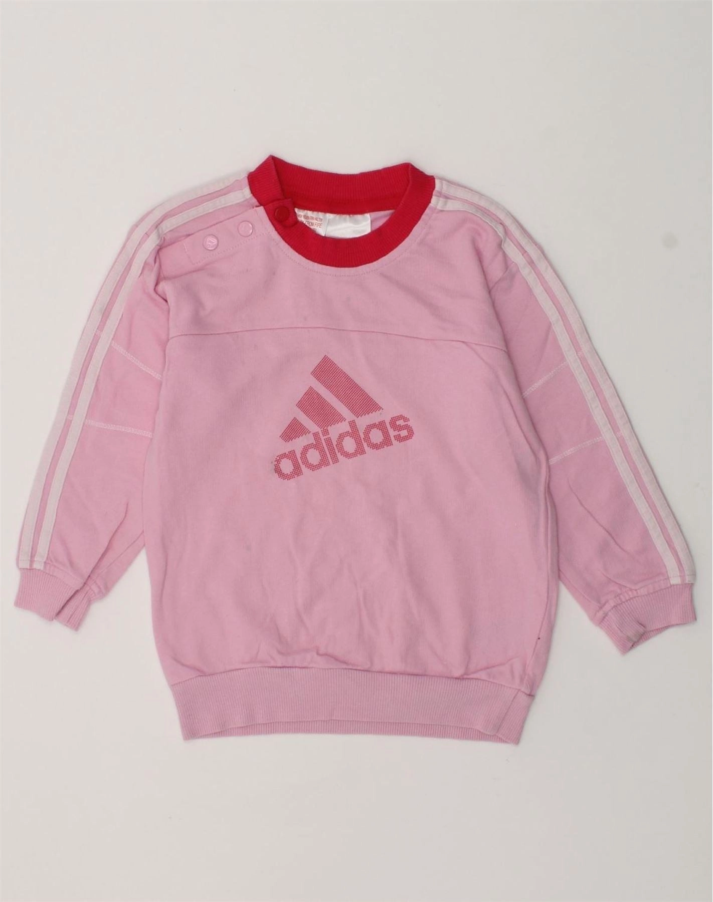 Easy Care Material AntiPilling Finish ADIDAS Baby Girls Graphic Sweatshirt Jumper 12-18 Months Pink Cotton