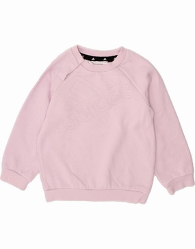ADIDAS Baby Girls Graphic Sweatshirt Jumper 12-18 Months Pink Cotton Garment Washed
