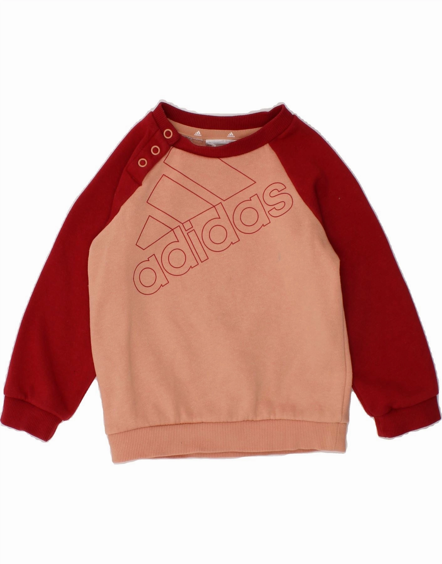 ADIDAS Baby Girls Graphic Sweatshirt Jumper 12-18 Months Red Colourblock Wearable Basic Daily Trend
