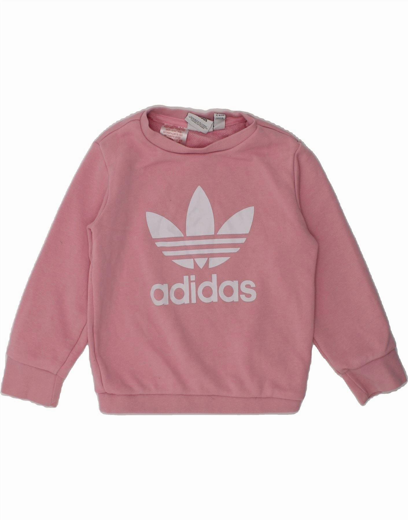 ADIDAS Baby Girls Graphic Sweatshirt Jumper 18-24 Months Pink Cotton Gentle Fit