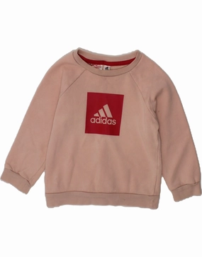 ADIDAS Baby Girls Graphic Sweatshirt Jumper 18-24 Months Pink Cotton FadeResistant