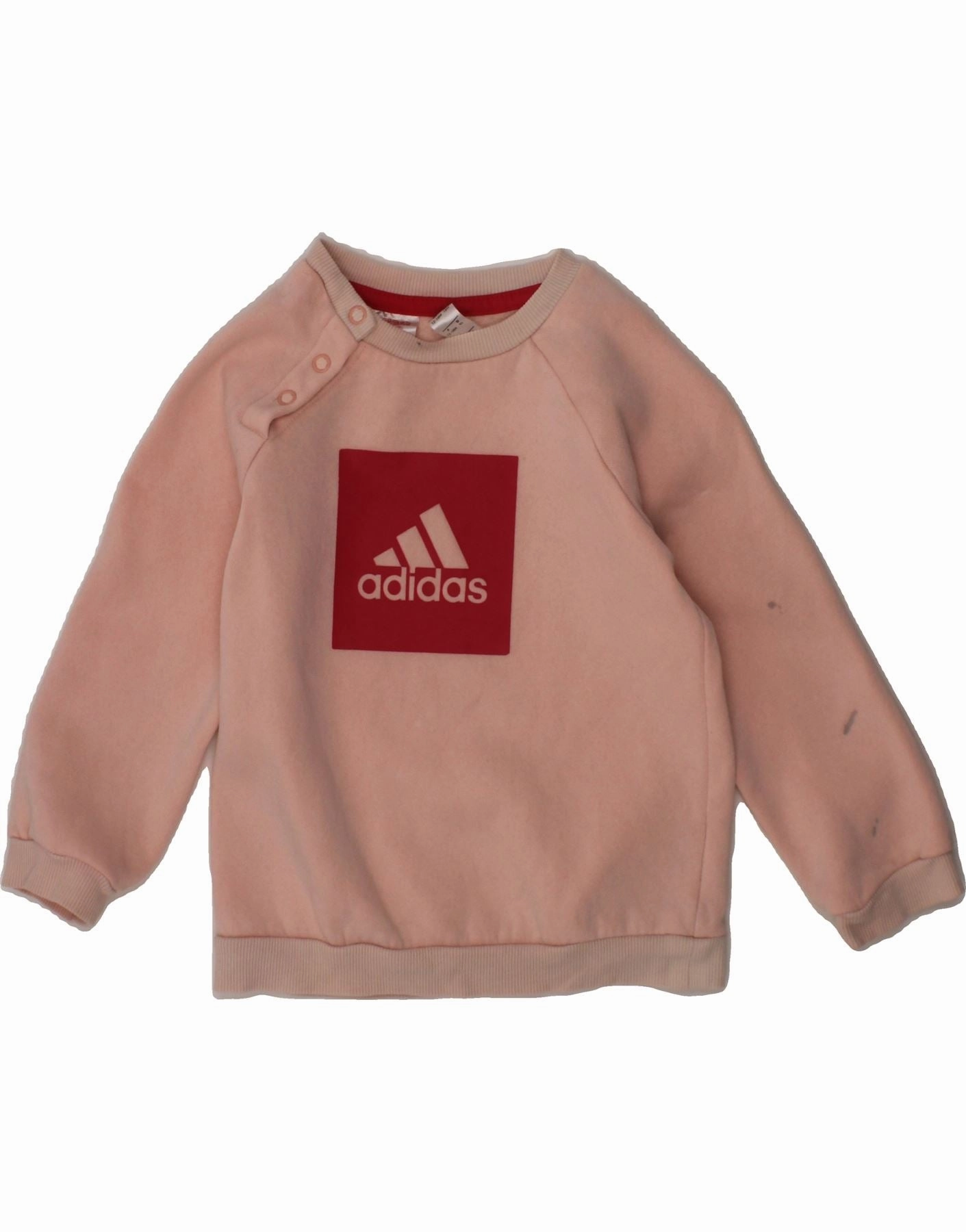Double Layered ADIDAS Baby Girls Graphic Sweatshirt Jumper 18-24 Months Pink Cotton