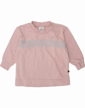 Clean Lines ADIDAS Baby Girls Graphic Sweatshirt Jumper 18-24 Months Pink Cotton