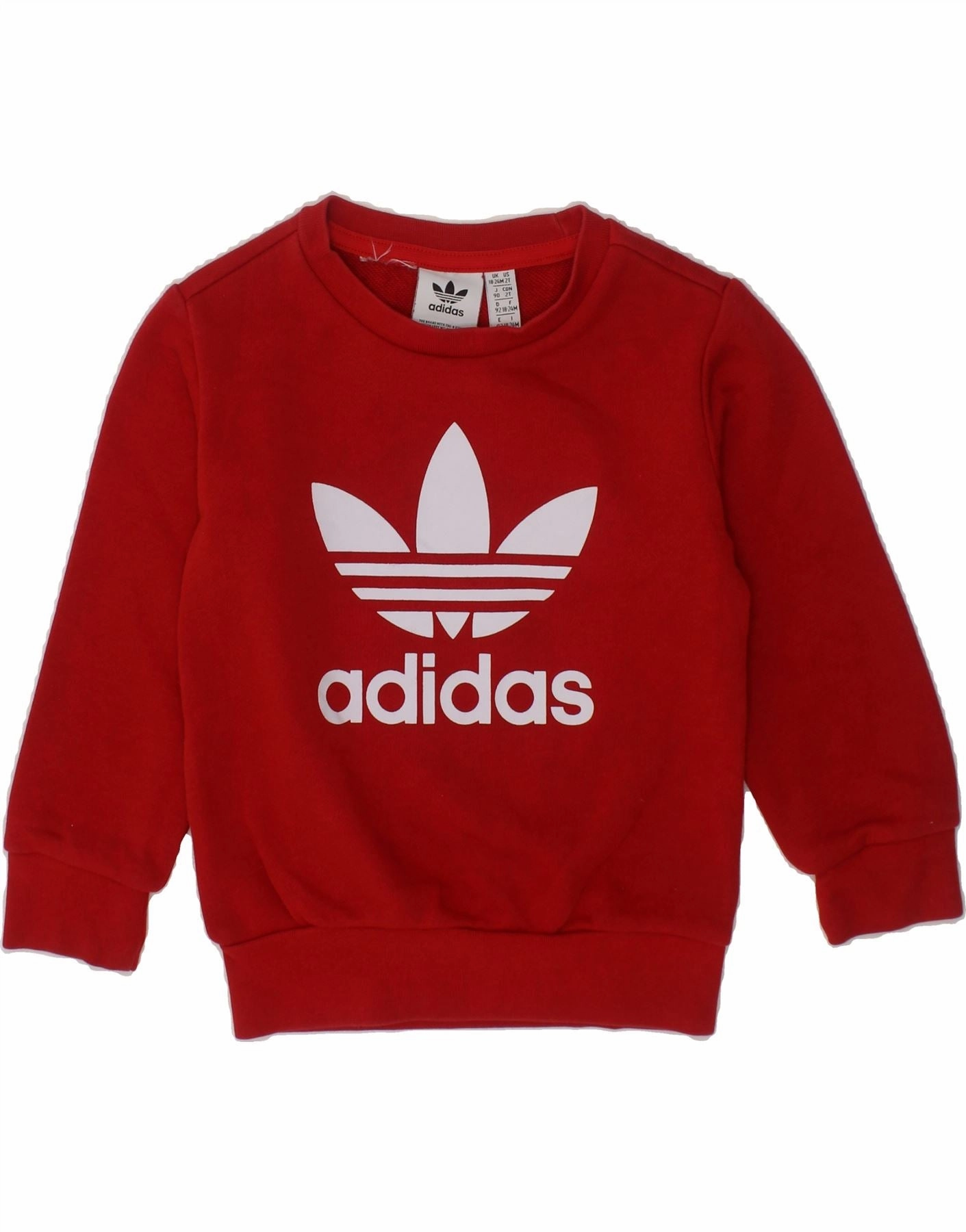 ADIDAS Baby Girls Graphic Sweatshirt Jumper 18-24 Months Red Cotton Versatile Casual Look QuickDry Fabric