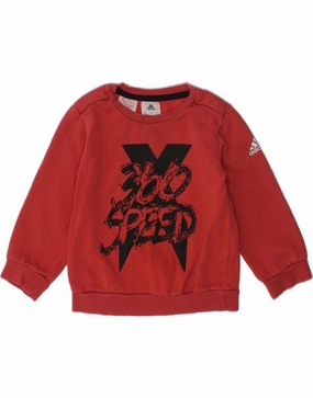 ADIDAS Baby Girls Graphic Sweatshirt Jumper 18-24 Months Red Cotton Friction Resistant WrinkleResistant Knit