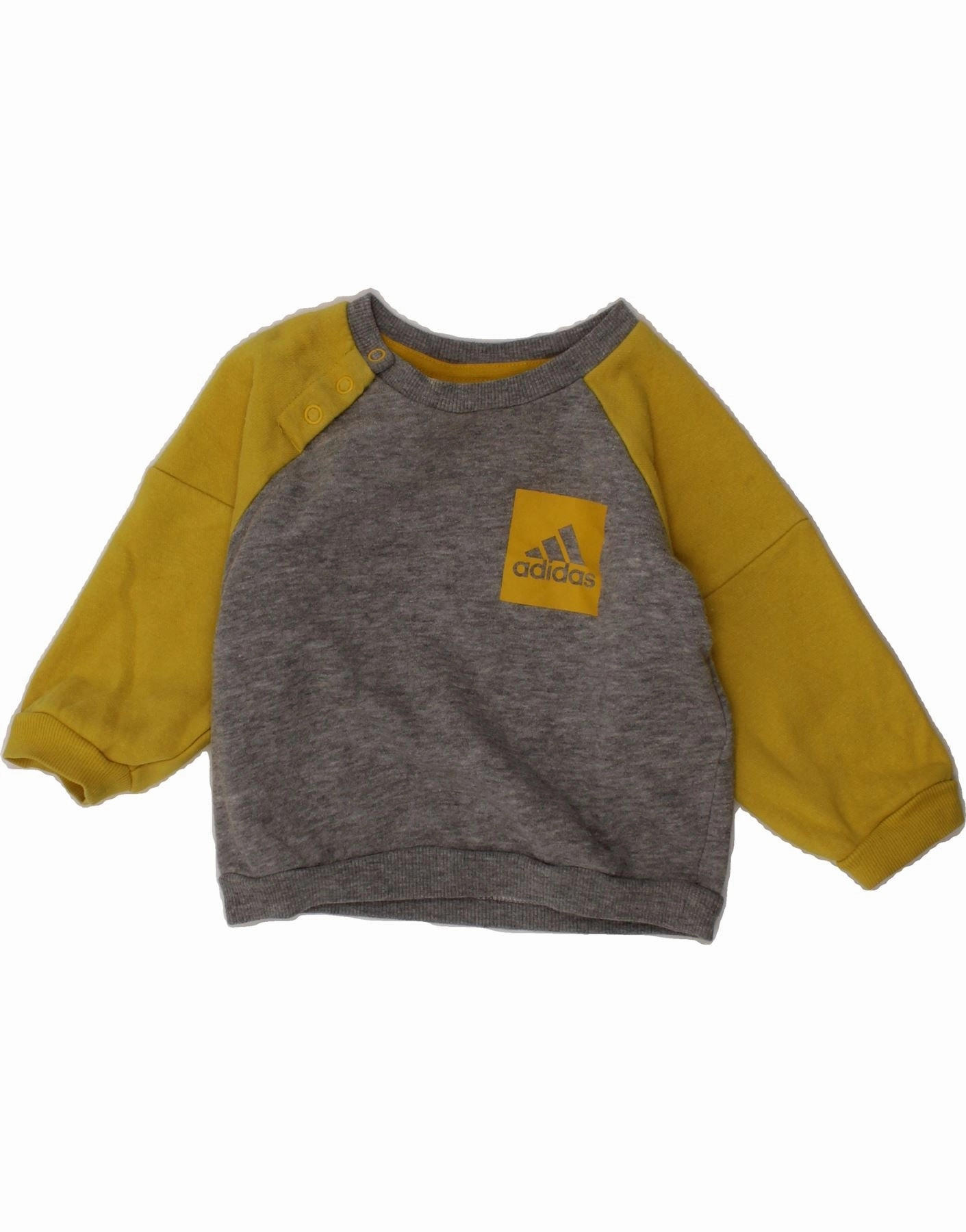 Cozy Weekend Layered Stitch Details ADIDAS Baby Girls Graphic Sweatshirt Jumper 6-9 Months Grey Colourblock