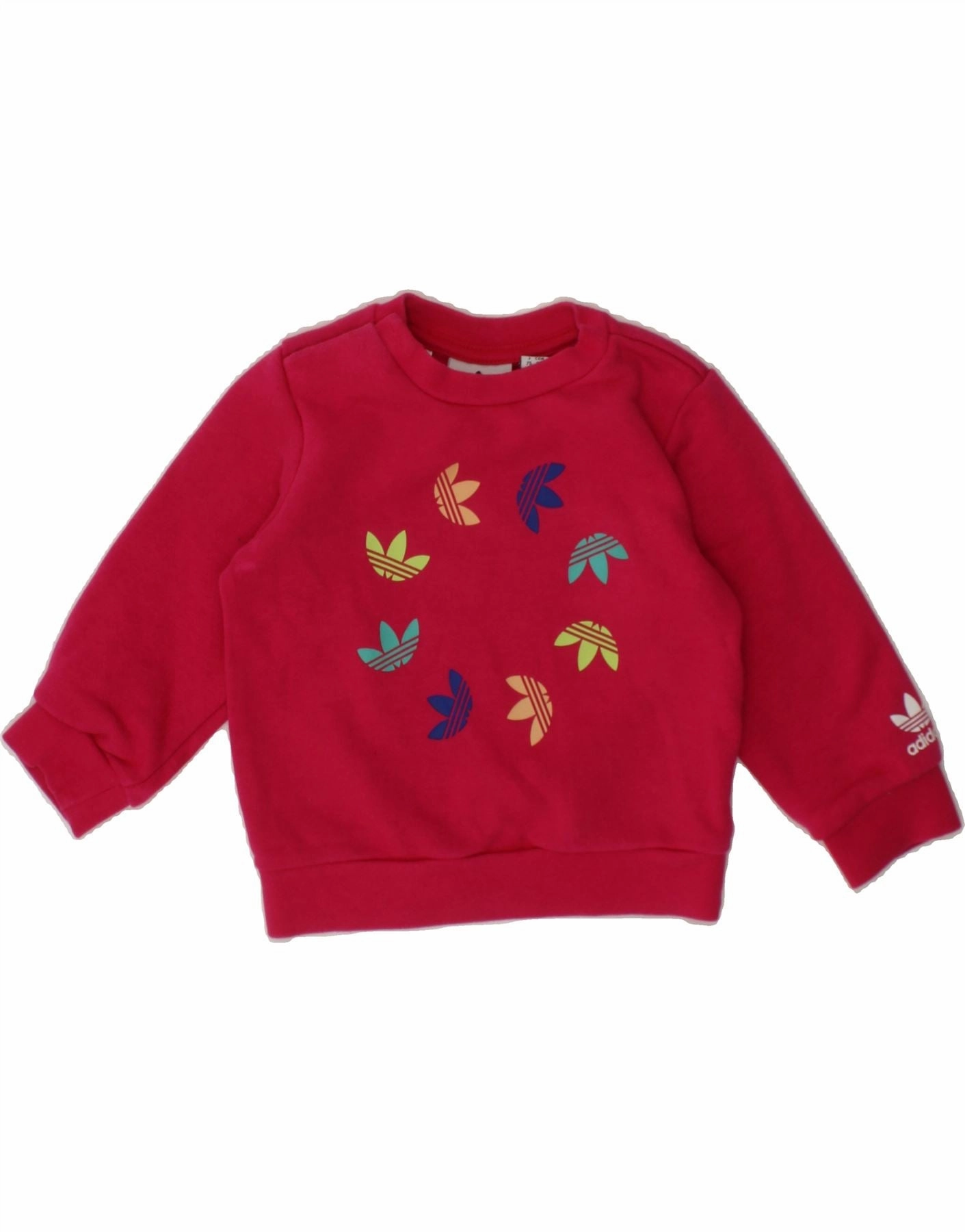 Smart Fit ADIDAS Baby Girls Graphic Sweatshirt Jumper 6-9 Months Red Cotton