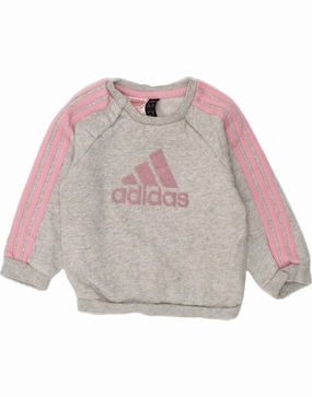 3D Knitting Technology Luxe Layer ADIDAS Baby Girls Graphic Sweatshirt Jumper 9-12 Months Grey Cotton