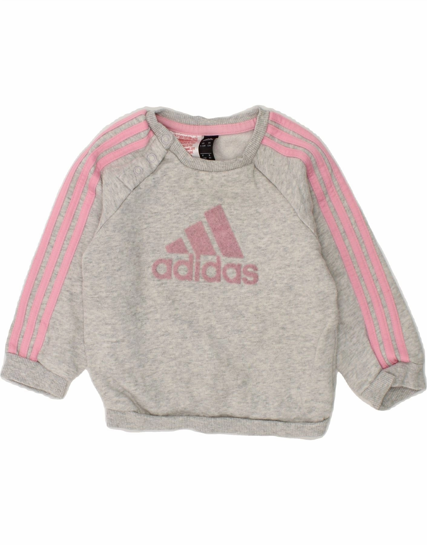 3D Knitting Technology Luxe Layer ADIDAS Baby Girls Graphic Sweatshirt Jumper 9-12 Months Grey Cotton