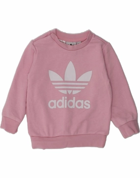 Warm Classic ADIDAS Baby Girls Graphic Sweatshirt Jumper 9-12 Months Pink Cotton