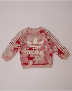Office Casual Look ADIDAS Baby Girls Graphic Sweatshirt Jumper 9-12 Months Pink Floral Cotton