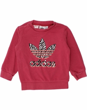 Shrink Resistant Treatment ADIDAS Baby Girls Graphic Sweatshirt Jumper 9-12 Months Red Cotton