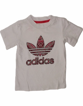 Short Sleeve Dressy look ADIDAS Baby Girls Graphic T-Shirt Top 18-24 Months White Cotton Sports