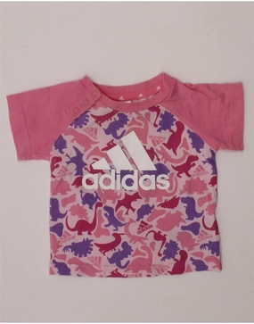 Gift Idea ADIDAS Baby Girls Graphic T-Shirt Top 3-6 Months Pink Cotton