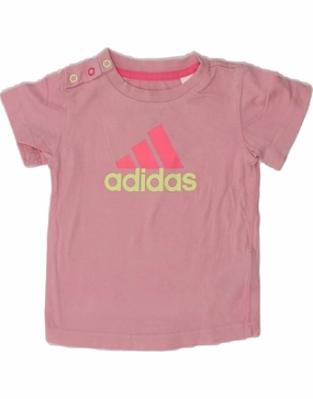 All-day Comfort Flex Fit Collar ADIDAS Baby Girls Graphic T-Shirt Top 6-9 Months Pink Cotton