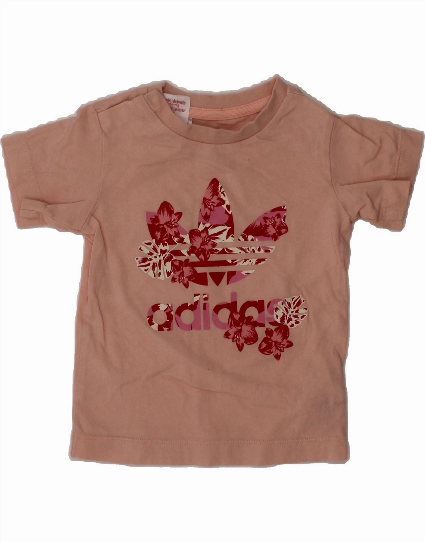 Vibrant color ADIDAS Baby Girls Graphic T-Shirt Top 6-9 Months Pink Floral Cotton