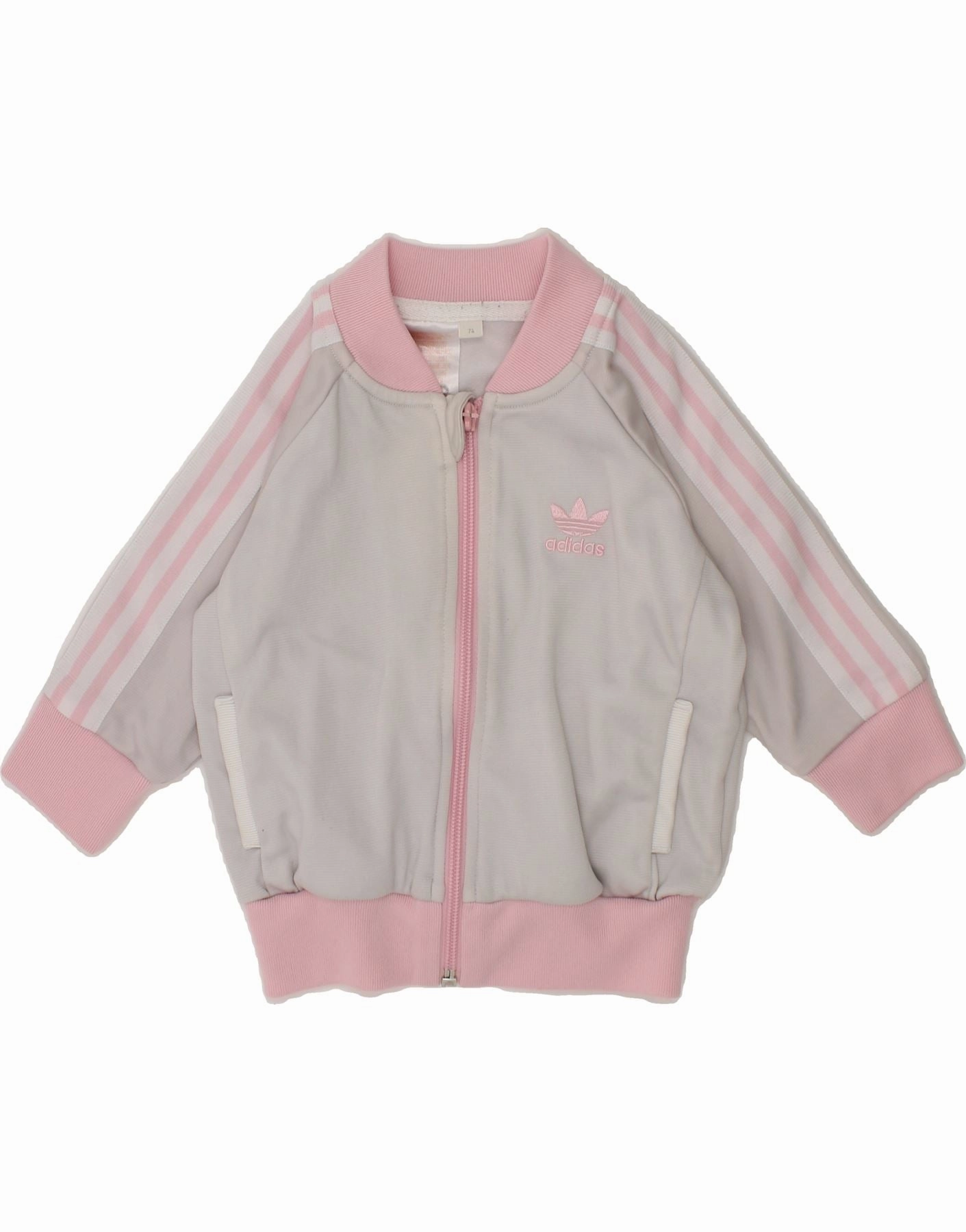 Hydrostatic Rating Tested Slim Fit Cut ADIDAS Baby Girls Graphic Tracksuit Top Jacket 6-9 Months Grey Colourblock