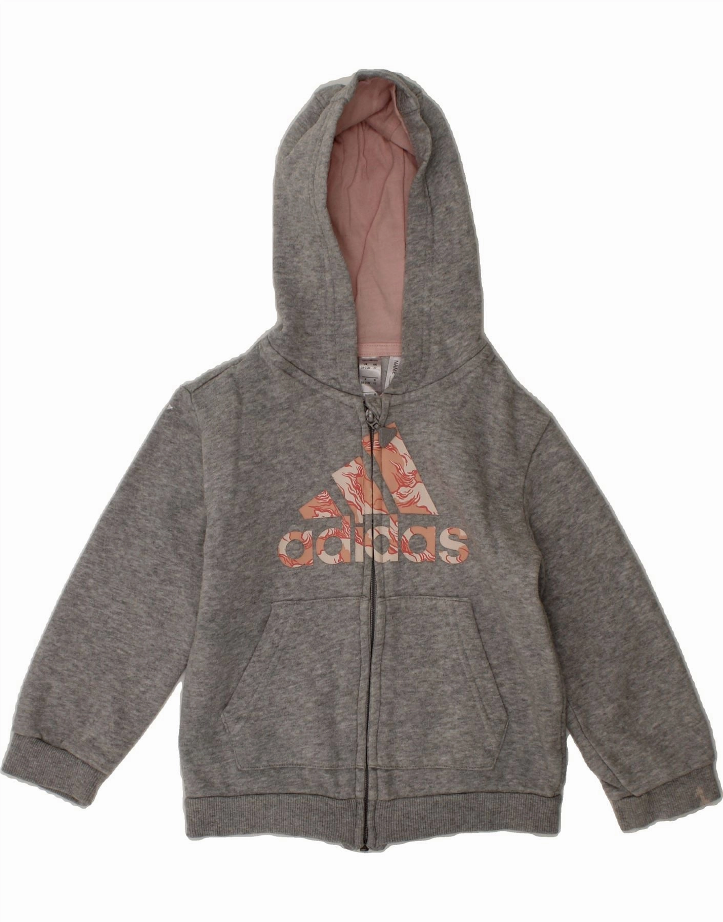 Breathable mesh panel Fall Outfit ADIDAS Baby Girls Graphic Zip Hoodie Sweater 18-24 Months Grey Cotton