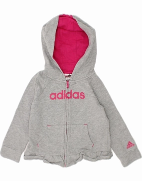 Wardrobe Classic ADIDAS Baby Girls Graphic Zip Hoodie Sweater 18-24 Months Grey Cotton