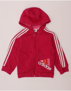 Surface Pilling Resistant Natural Fiber Construction ADIDAS Baby Girls Graphic Zip Hoodie Sweater 18-24 Months Pink Cotton