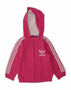 Cold Ready Versatile Warmth ADIDAS Baby Girls Graphic Zip Hoodie Sweater 18-24 Months Pink Cotton