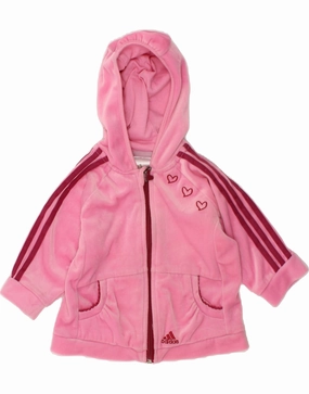 Travel Comforted NoSnag Surface ADIDAS Baby Girls Graphic Zip Hoodie Sweater 3-6 Months Pink Polyester