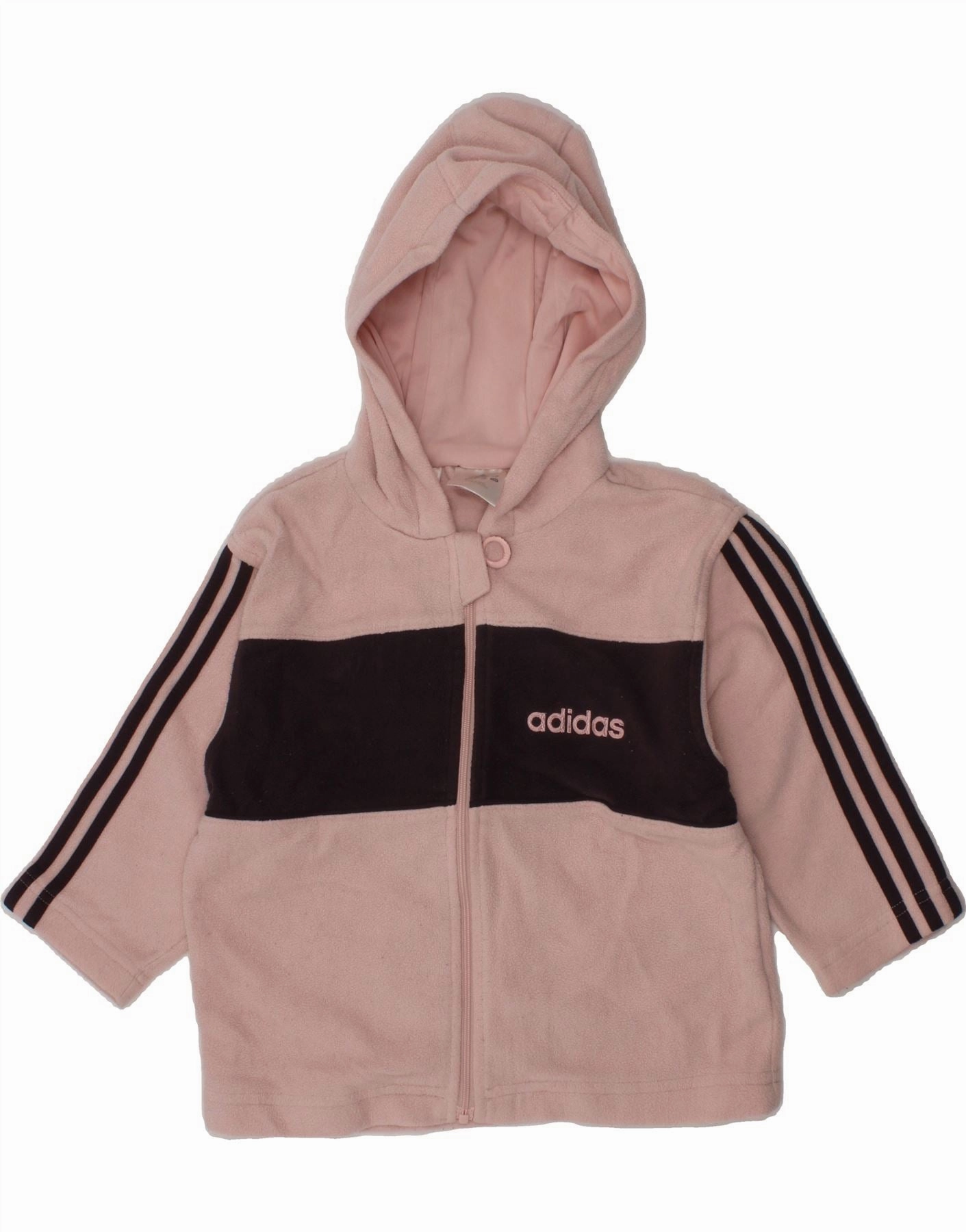 ADIDAS Baby Girls Hooded Fleece Jacket 18-24 Months Pink Polyester Commute Solid