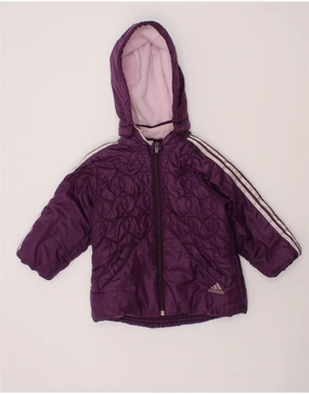 All-Weather Comfort ADIDAS Baby Girls Hooded Padded Jacket 9-12 Months Purple Polyester