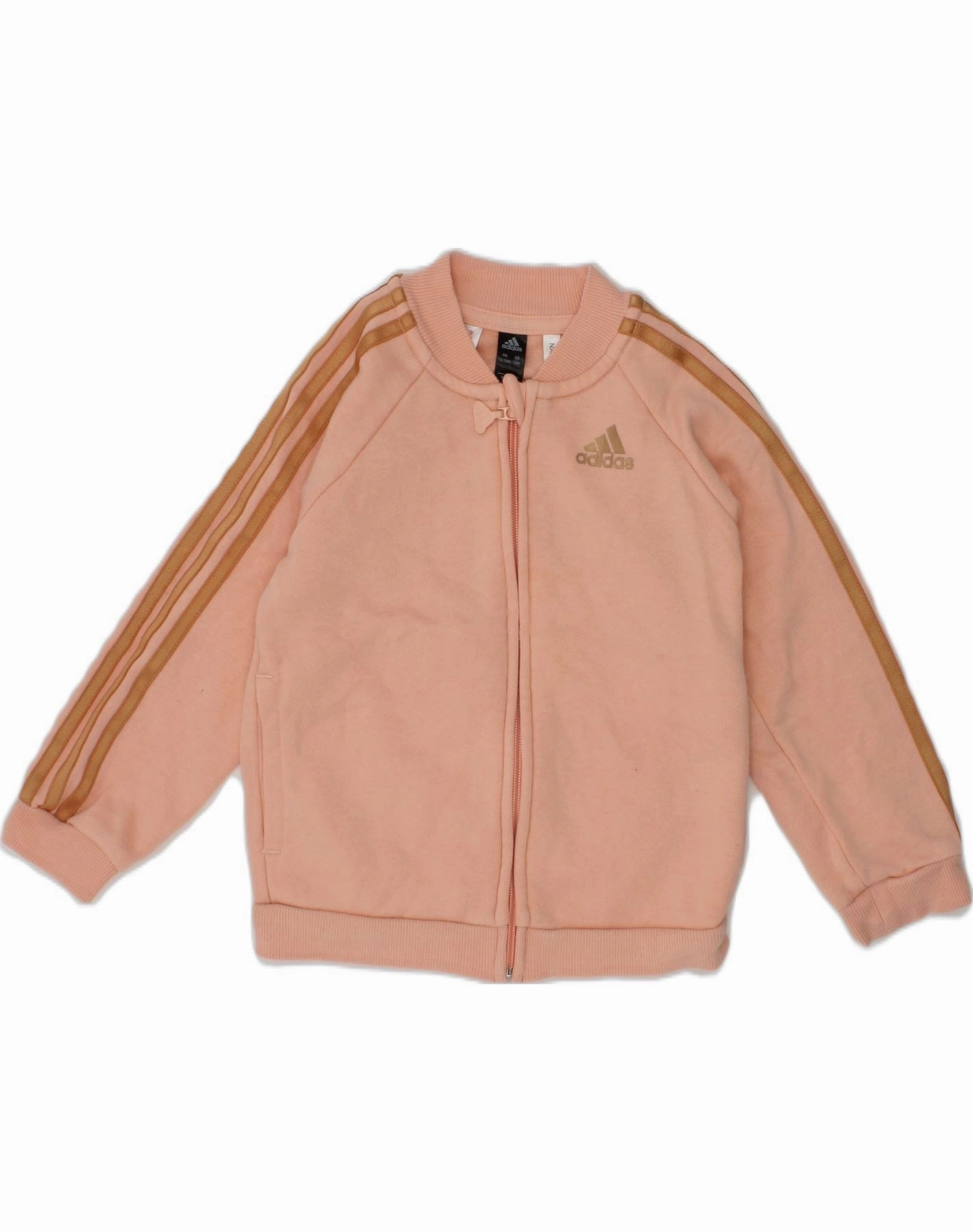ADIDAS Baby Girls Tracksuit Top 12-18 Months Pink Cotton Runway Inspired Double Stitched Hems