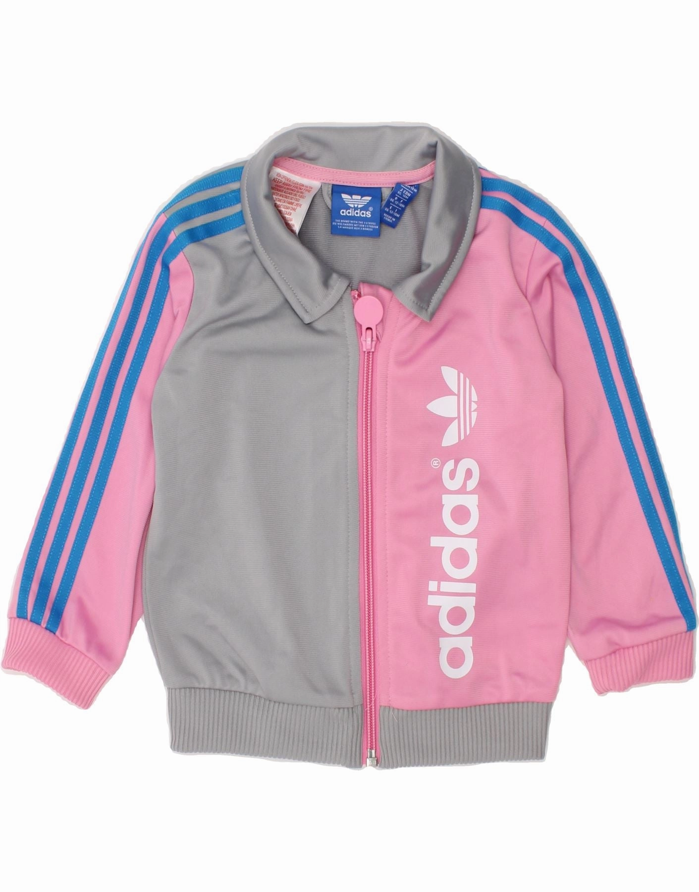 suitable for award ceremonies ADIDAS Baby Girls Tracksuit Top Jacket 12-18 Months Pink Colourblock
