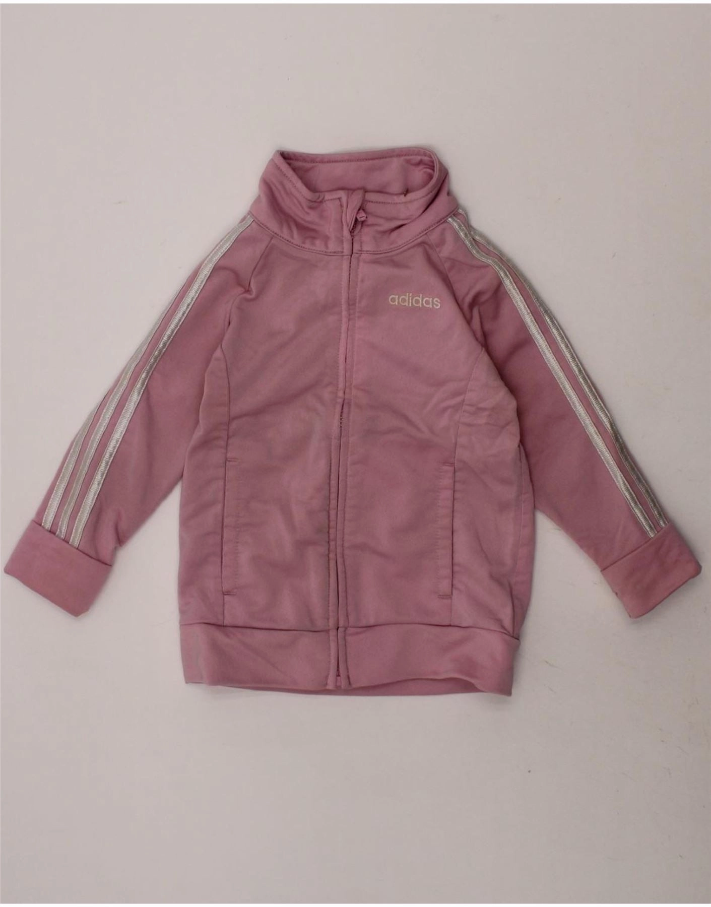 Internal Security Pocket ADIDAS Baby Girls Tracksuit Top Jacket 12-18 Months Pink Polyester