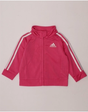 ADIDAS Baby Girls Tracksuit Top Jacket 6-9 Months Pink Polyester Versatile Layering Hear
