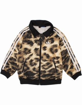 ADIDAS Baby Girls Tracksuit Top Jacket 9-12 Months Beige Animal Print festival