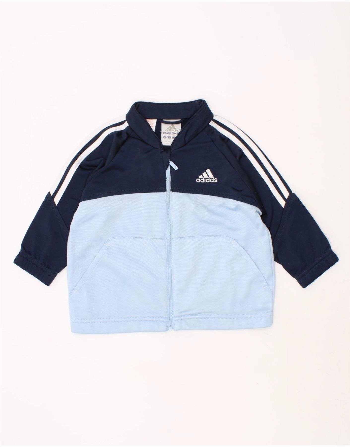 ADIDAS Baby Girls Tracksuit Top Jacket 9-12 Months Blue Colourblock spring season