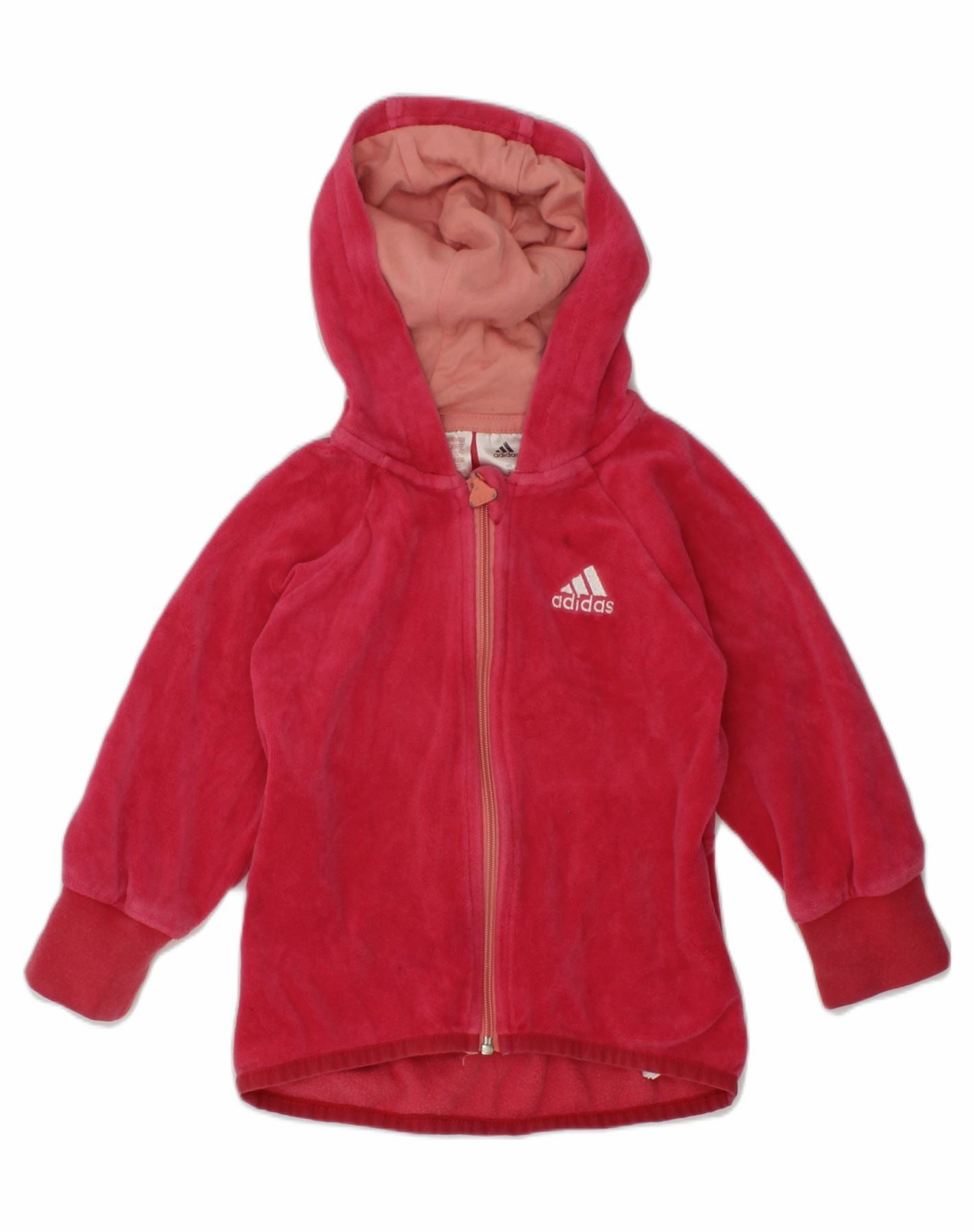 Lightweight Form Microfiber Blend ADIDAS Baby Girls Zip Hoodie Sweater 18-24 Months Pink Cotton