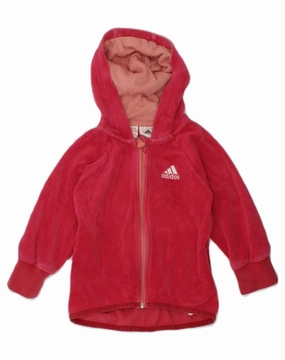 Lightweight Form Microfiber Blend ADIDAS Baby Girls Zip Hoodie Sweater 18-24 Months Pink Cotton
