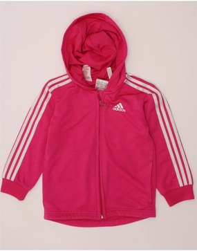 Daily Casual ADIDAS Baby Girls Zip Hoodie Sweater 18-24 Months Pink Polyester