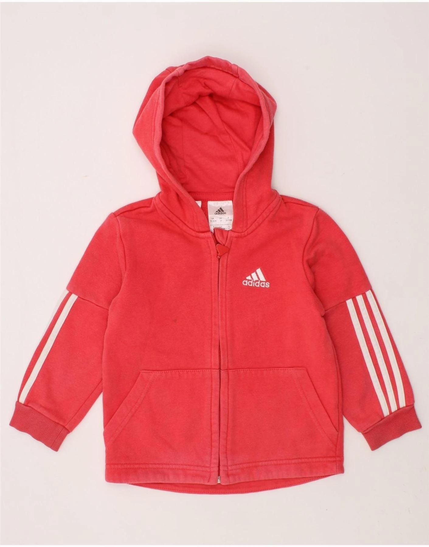 ADIDAS Baby Girls Zip Hoodie Sweater 18-24 Months Red Cotton UVProtection Layer Temperature Regulating